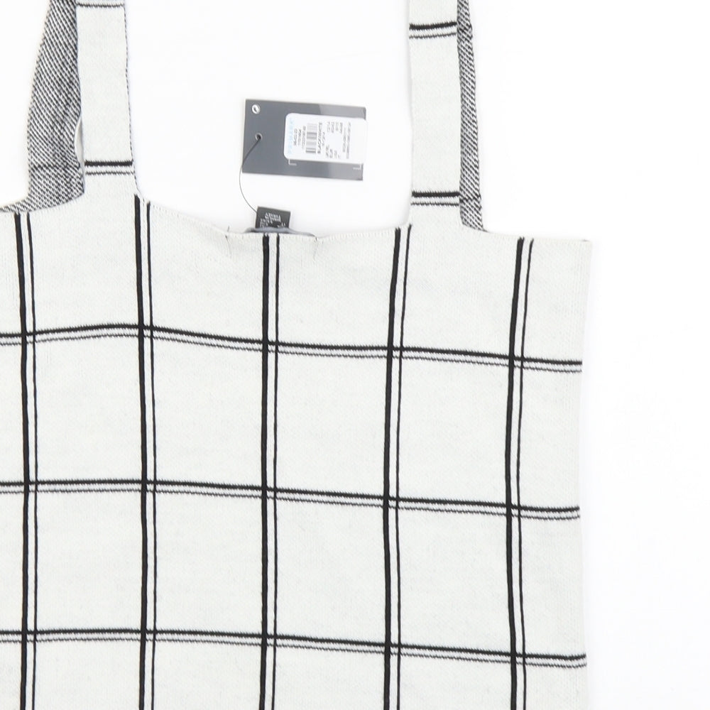 Primark Womens Grey Plaid Acrylic Cropped Tank Size M Square Neck