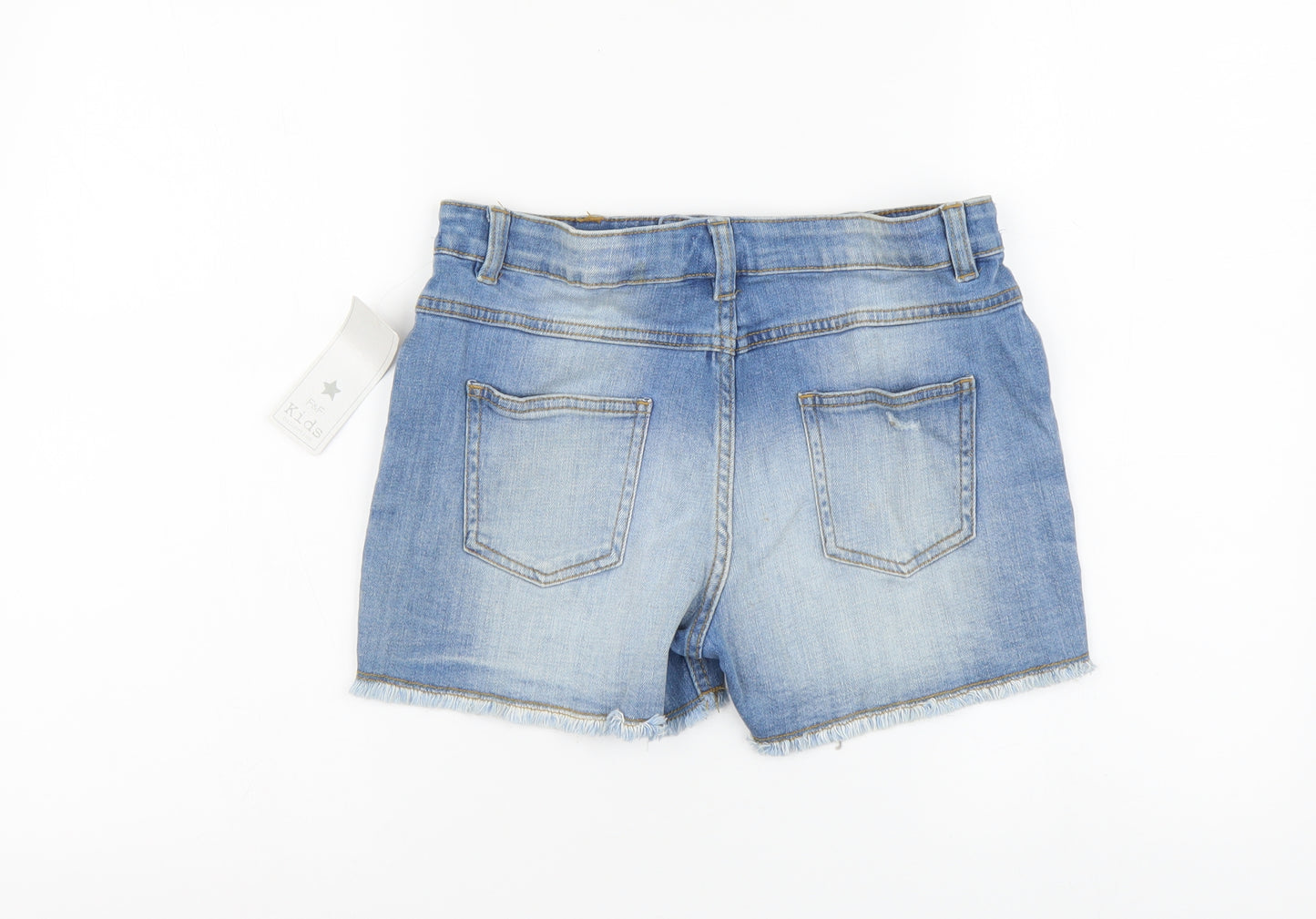 F&F Girls Blue Cotton Cut-Off Shorts Size 13-14 Years Regular Buckle