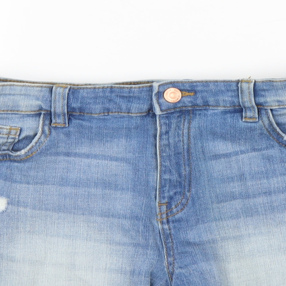 F&F Girls Blue Cotton Cut-Off Shorts Size 13-14 Years Regular Buckle