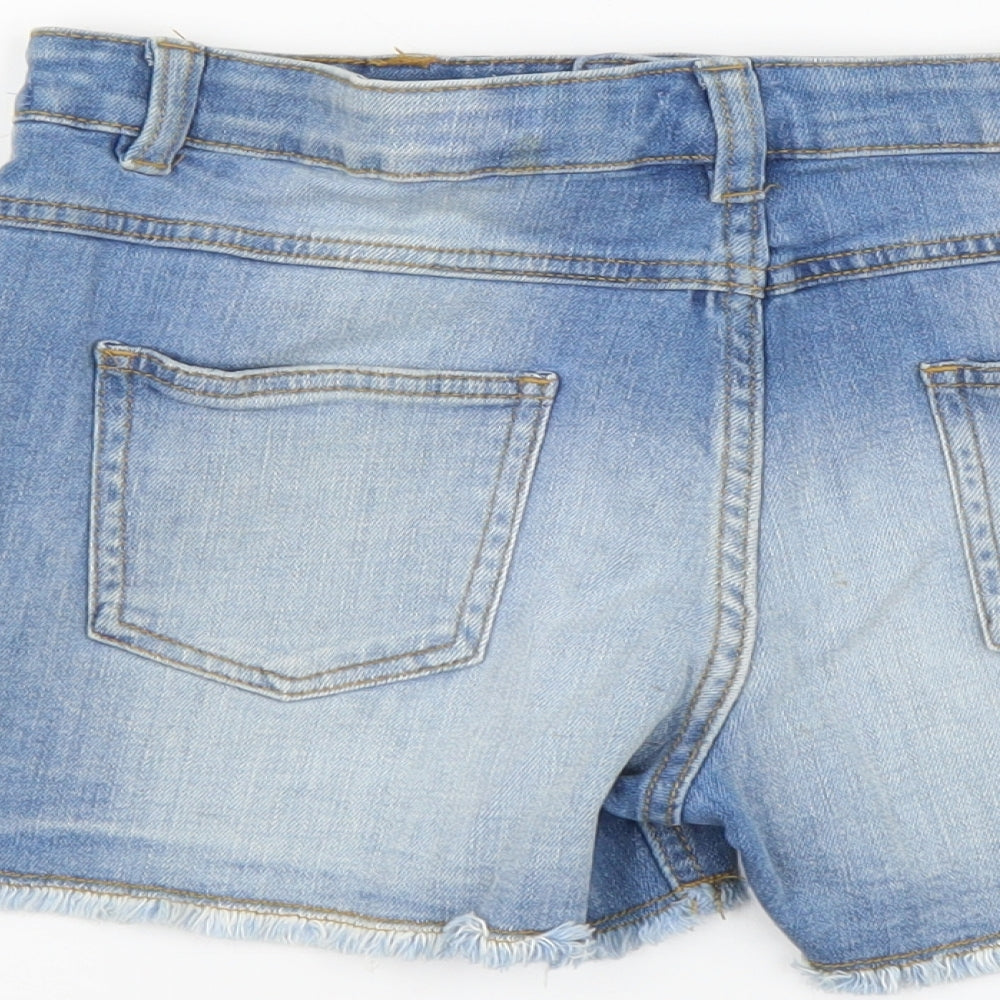 F&F Girls Blue Cotton Cut-Off Shorts Size 13-14 Years Regular Buckle