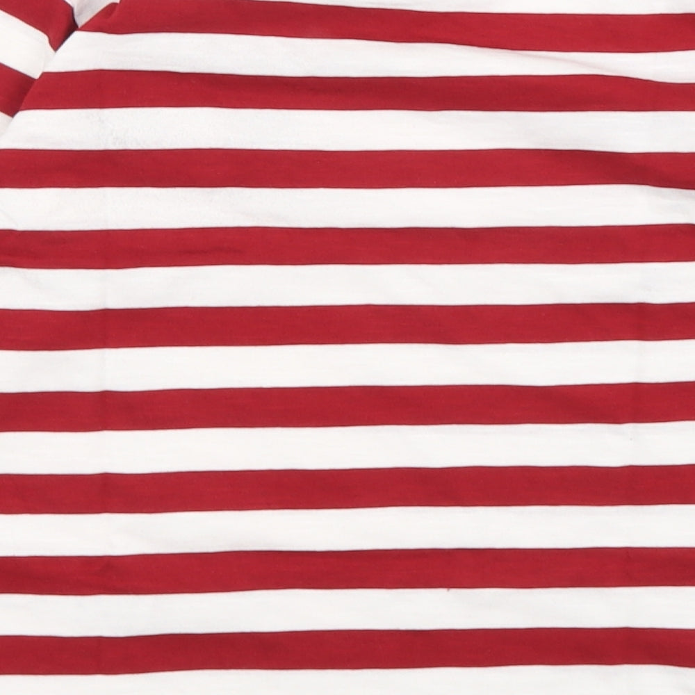 NEXT Boys Red Striped Cotton Basic T-Shirt Size 5-6 Years Round Neck Pullover - Elephant
