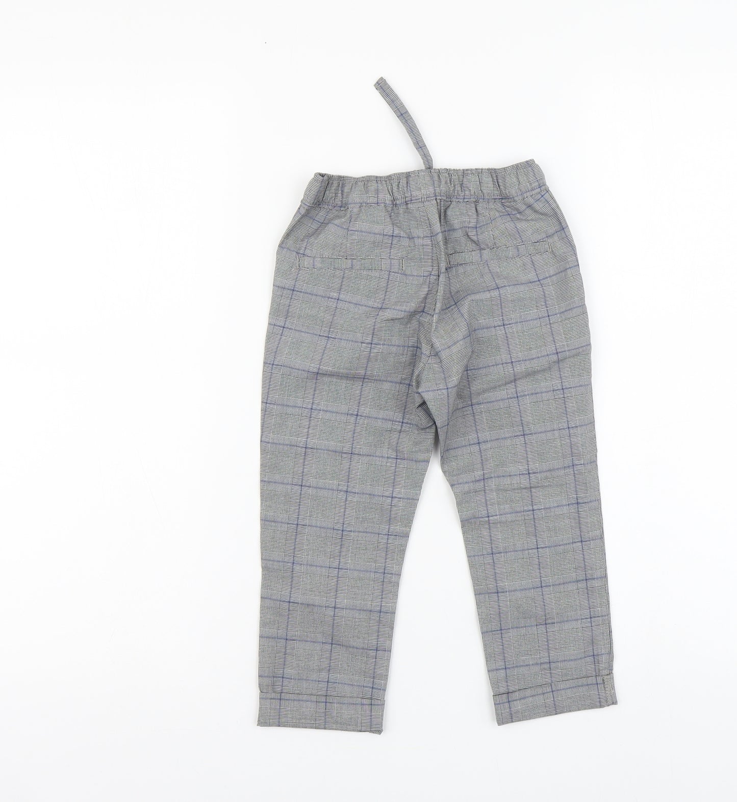 NEXT Boys Grey Plaid Cotton Chino Trousers Size 2-3 Years Regular Drawstring