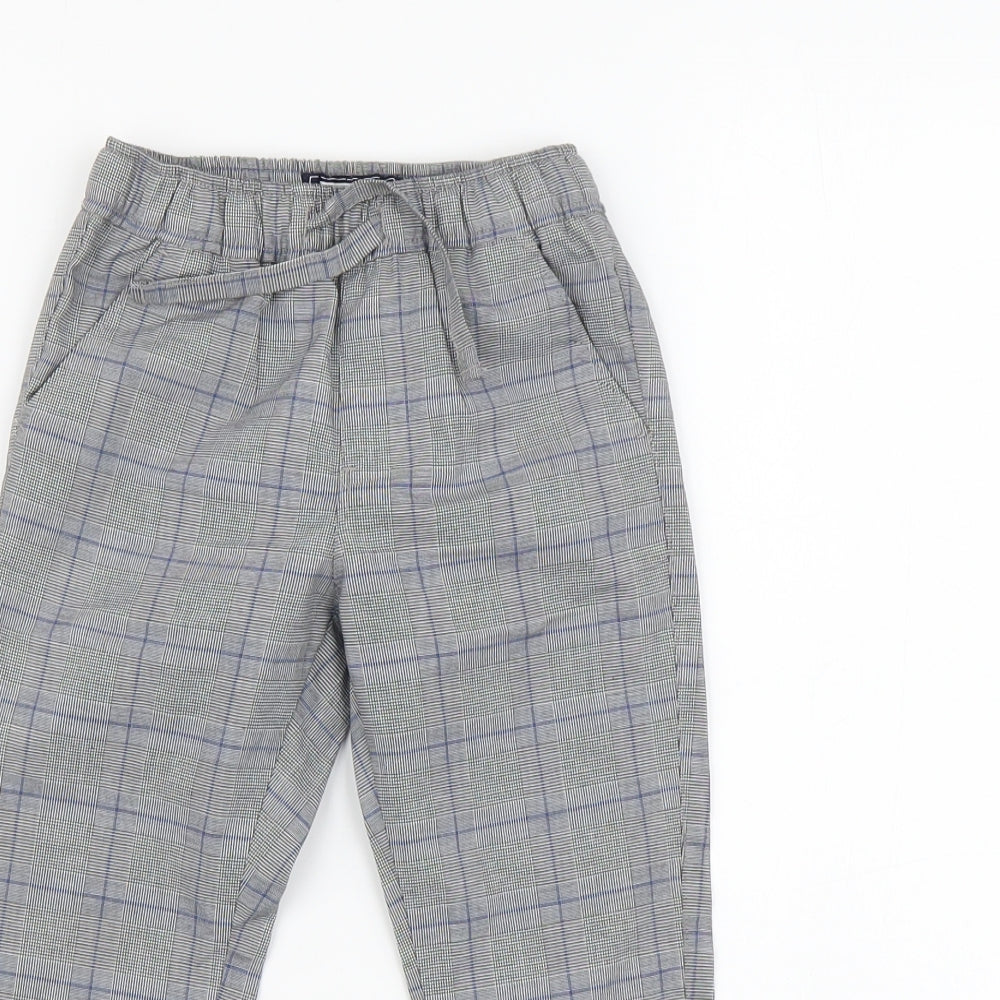 NEXT Boys Grey Plaid Cotton Chino Trousers Size 2-3 Years Regular Drawstring