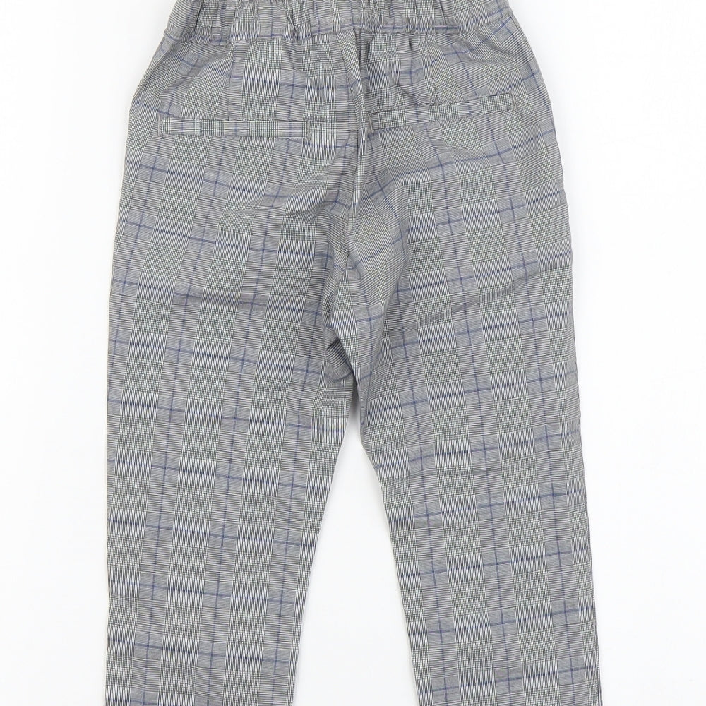 NEXT Boys Grey Plaid Cotton Chino Trousers Size 2-3 Years Regular Drawstring