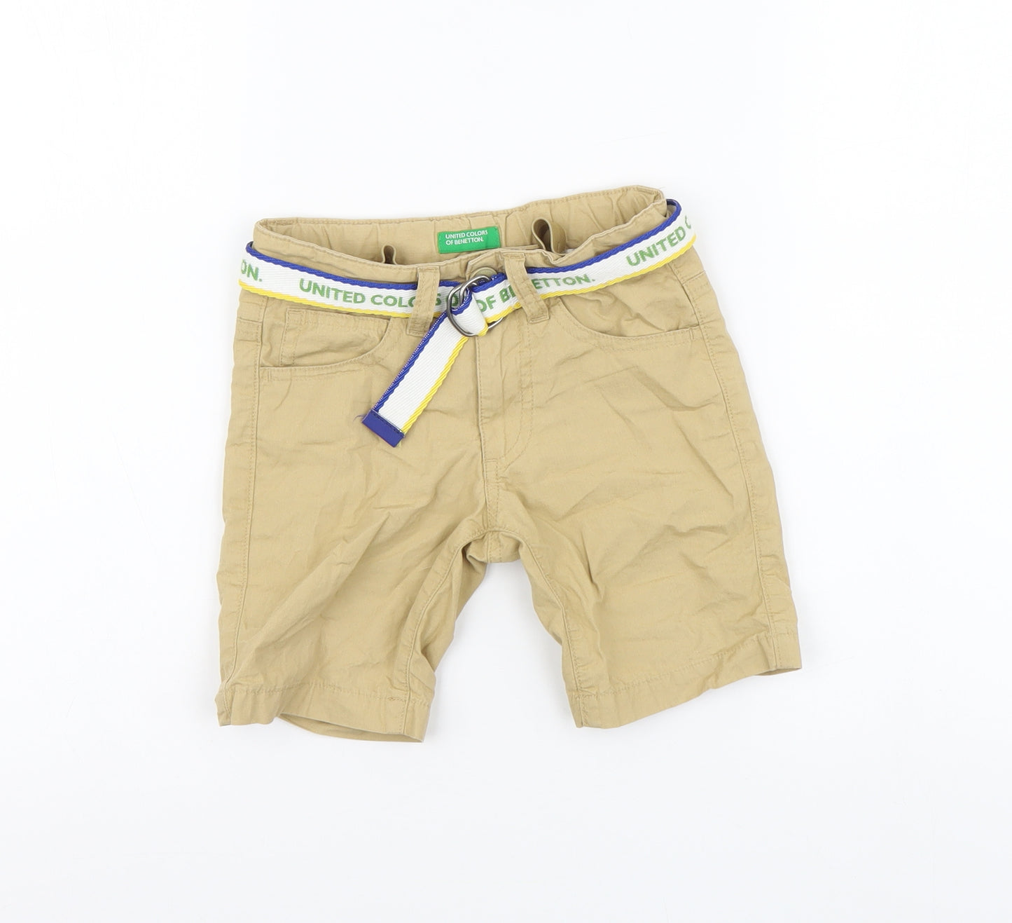 United Colors of Benetton Boys Beige Cotton Bermuda Shorts Size 2-3 Years Regular Buckle