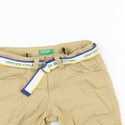 United Colors of Benetton Boys Beige Cotton Bermuda Shorts Size 2-3 Years Regular Buckle