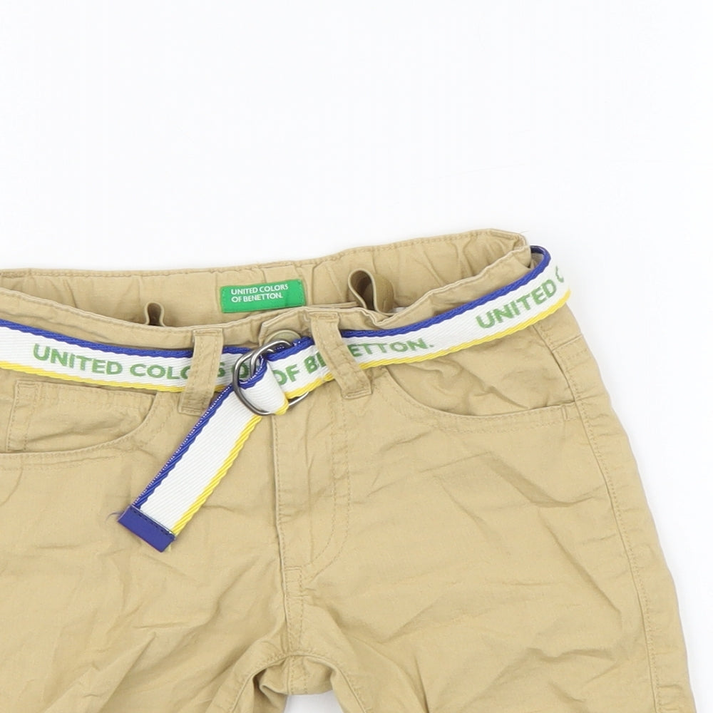 United Colors of Benetton Boys Beige Cotton Bermuda Shorts Size 2-3 Years Regular Buckle