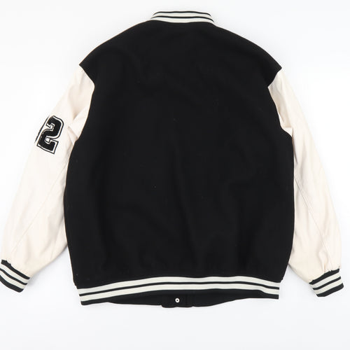 H&M Womens Black Bomber Jacket Jacket Size S Button - Play Offs