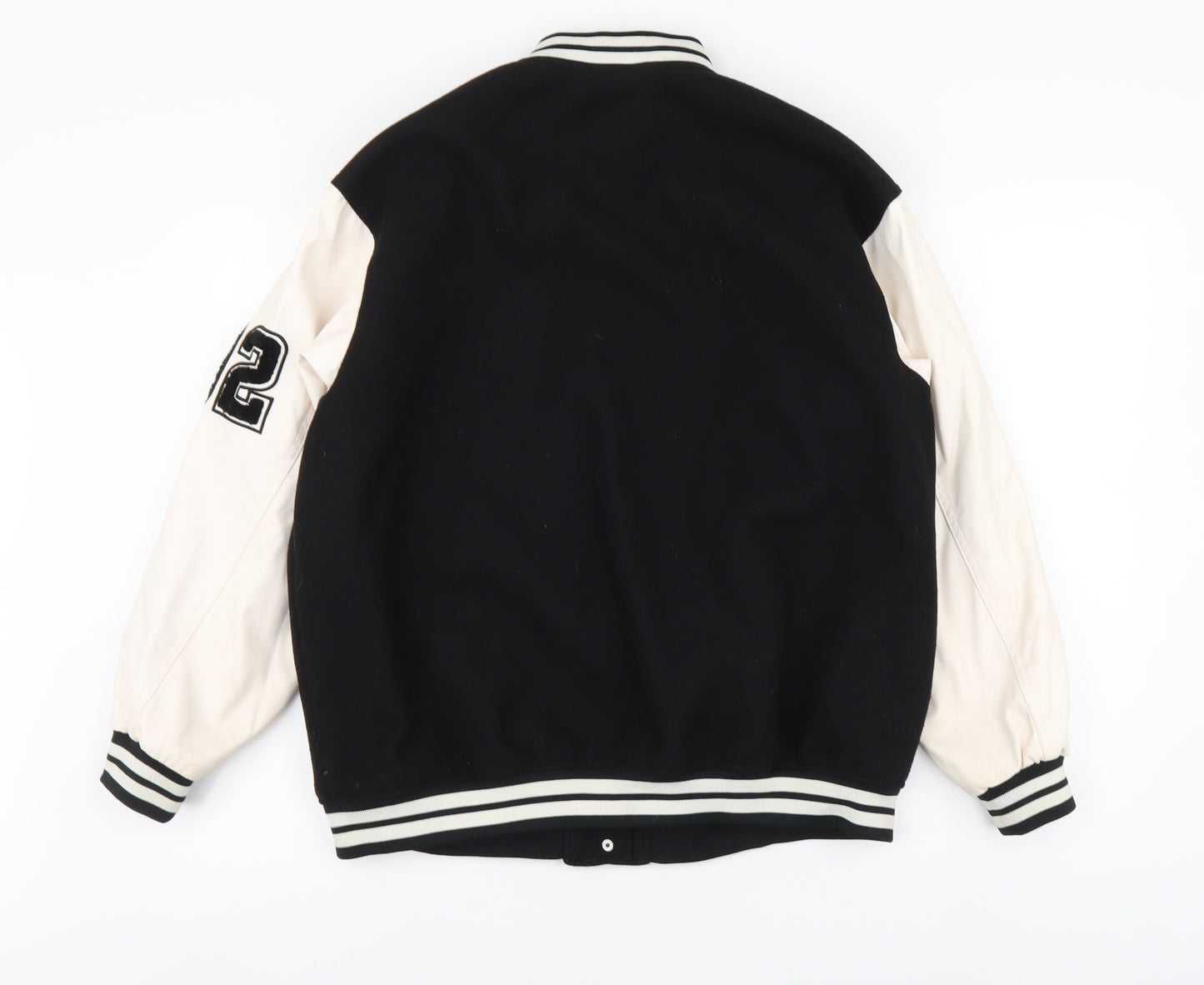 H&M Womens Black Bomber Jacket Jacket Size S Button - Play Offs