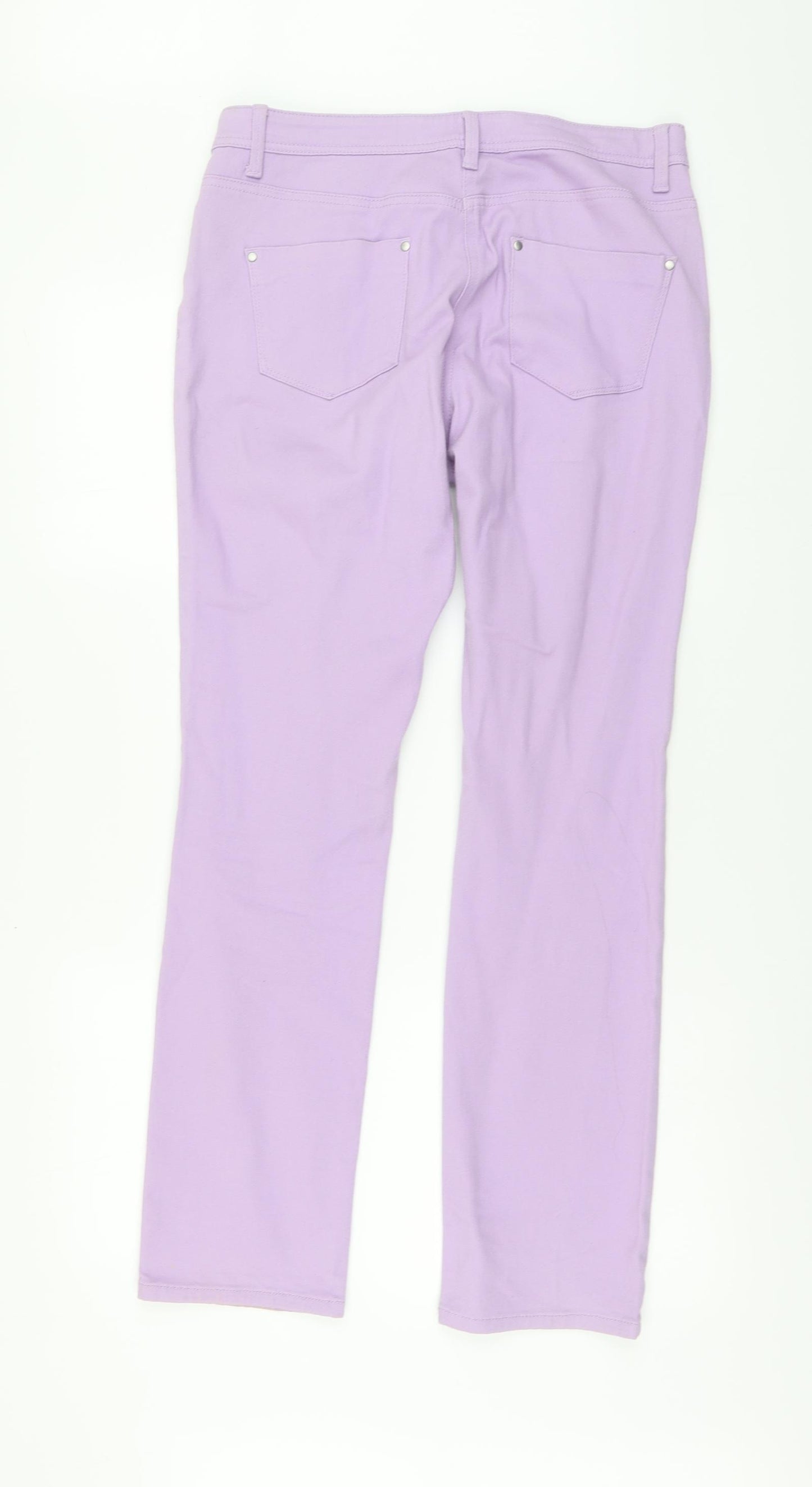 M&Co Womens Purple Cotton Straight Jeans Size 12 L30 in Regular Button