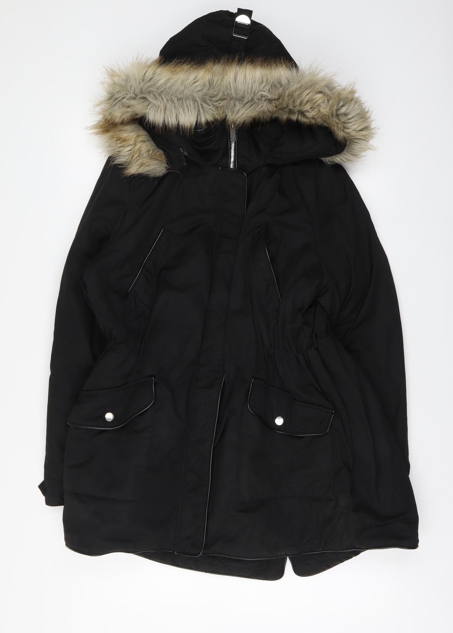 Dunnes Stores Womens Black Parka Jacket Size 16 Zip