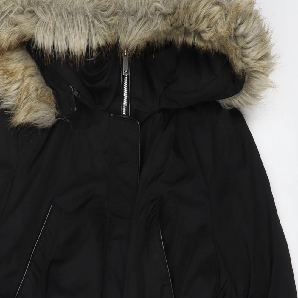 Dunnes Stores Womens Black Parka Jacket Size 16 Zip