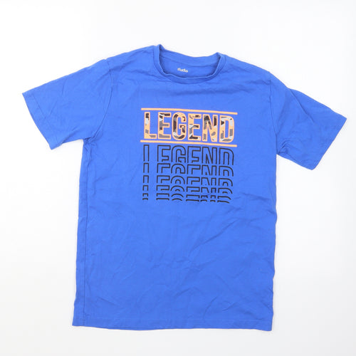 Studio Boys Blue Cotton Basic T-Shirt Size 12-13 Years Round Neck Pullover - Legend