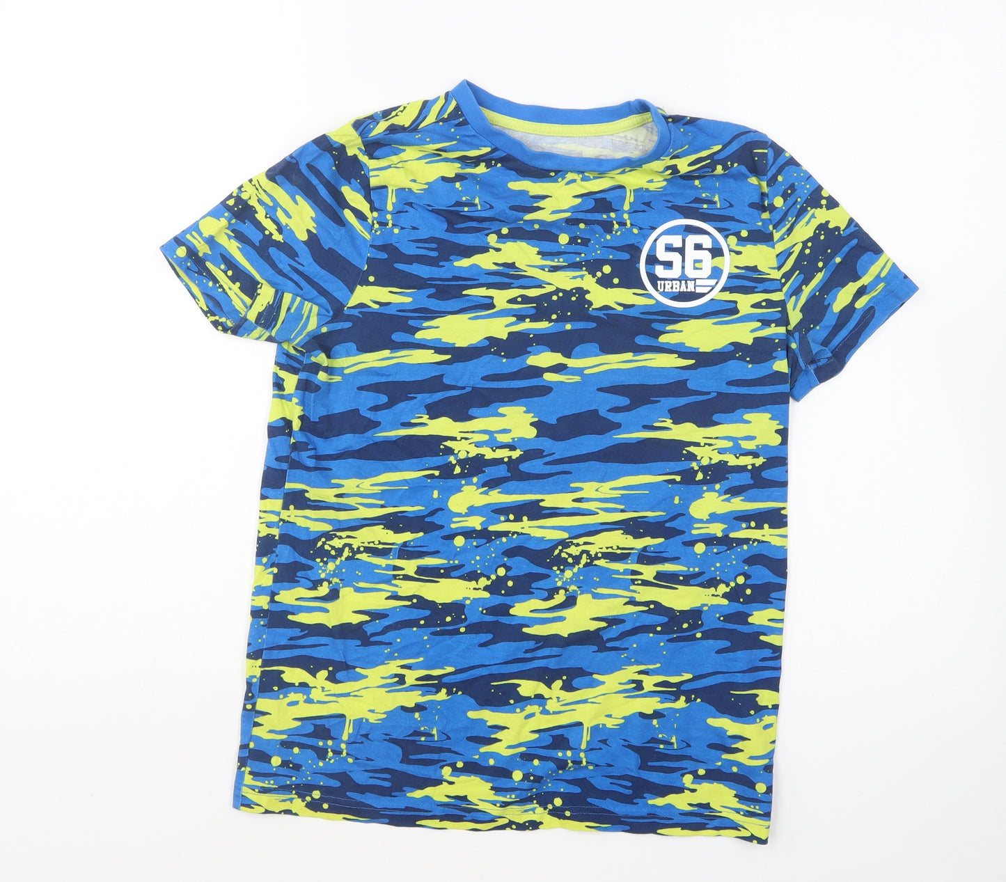 F&F Boys Multicoloured Camouflage Cotton Basic T-Shirt Size 11-12 Years Round Neck Pullover