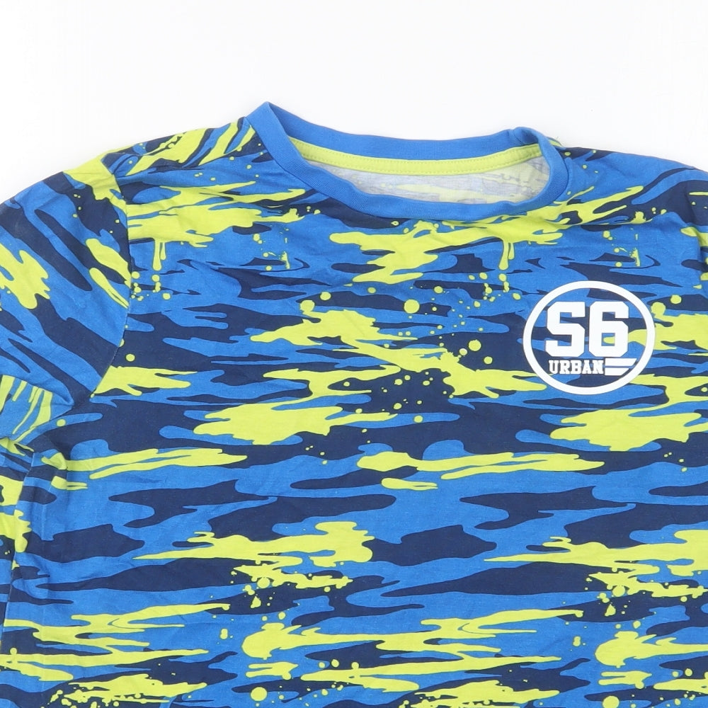 F&F Boys Multicoloured Camouflage Cotton Basic T-Shirt Size 11-12 Years Round Neck Pullover