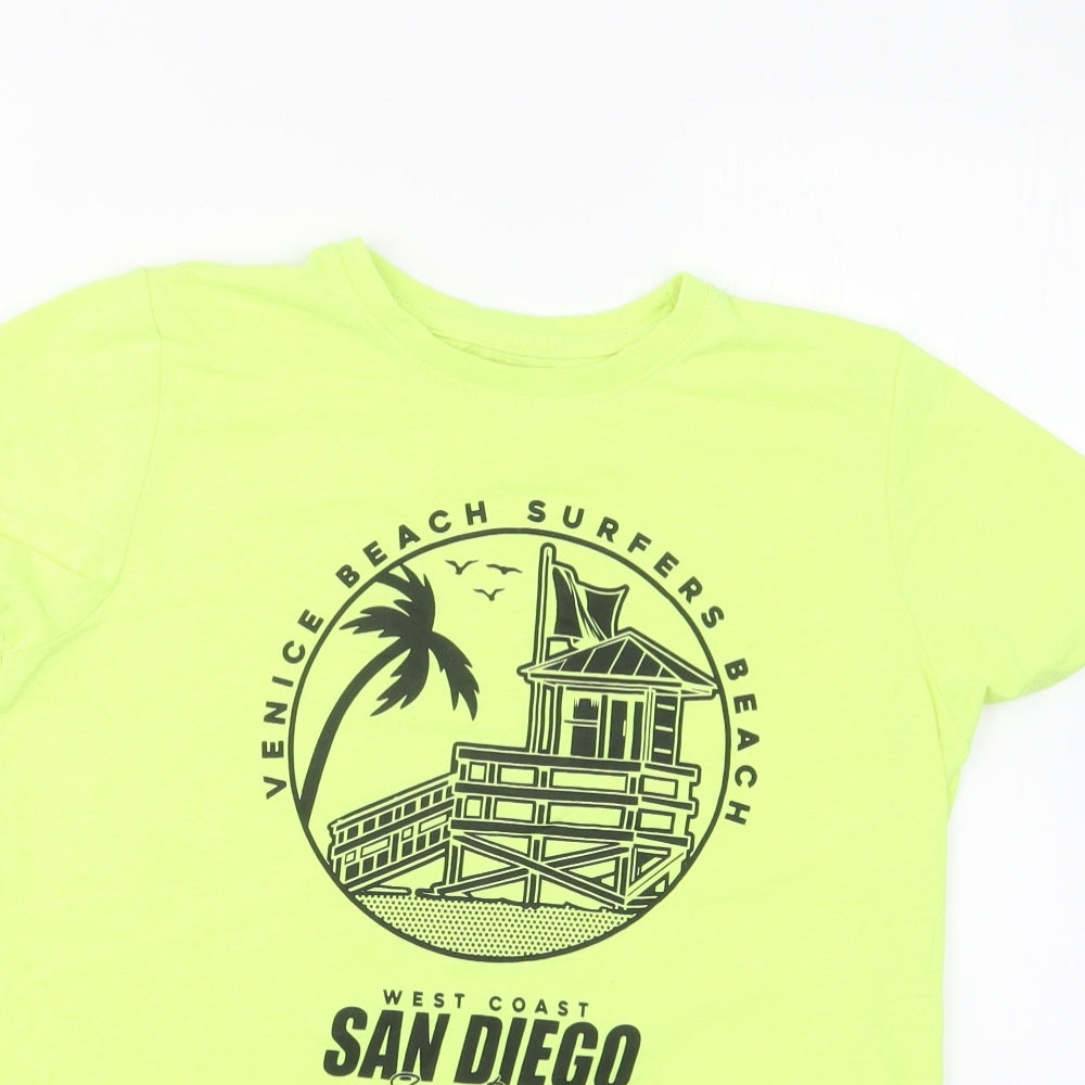 Primark Boys Yellow Cotton Basic T-Shirt Size 11-12 Years Round Neck Pullover - San Diego