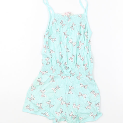 Girl2Girl Girls Green Geometric Cotton Playsuit One-Piece Size 5-6 Years Pullover - Ribbon Print