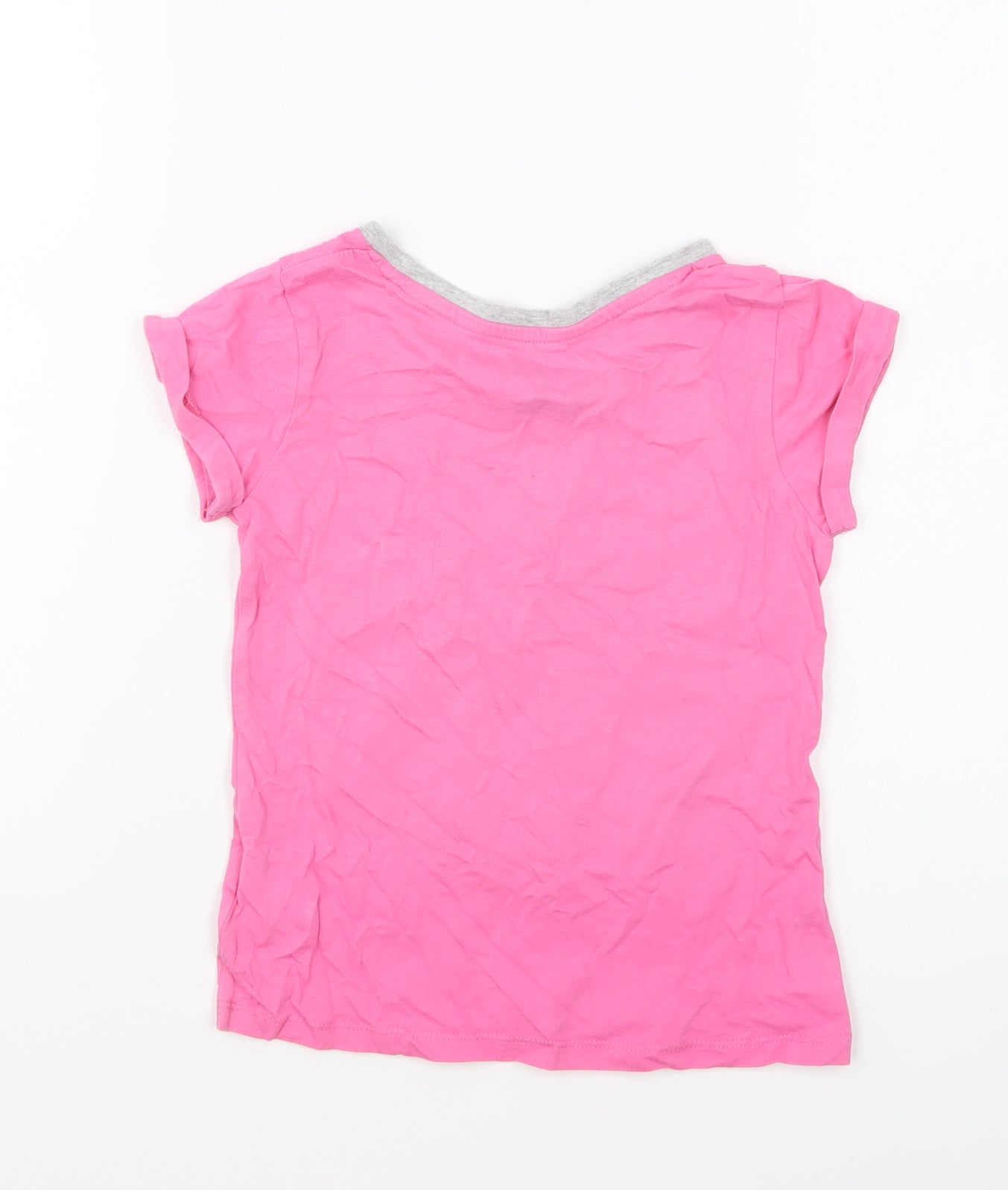 Primark Girls Pink Cotton Basic T-Shirt Size 6-7 Years Round Neck Pullover - One Direction