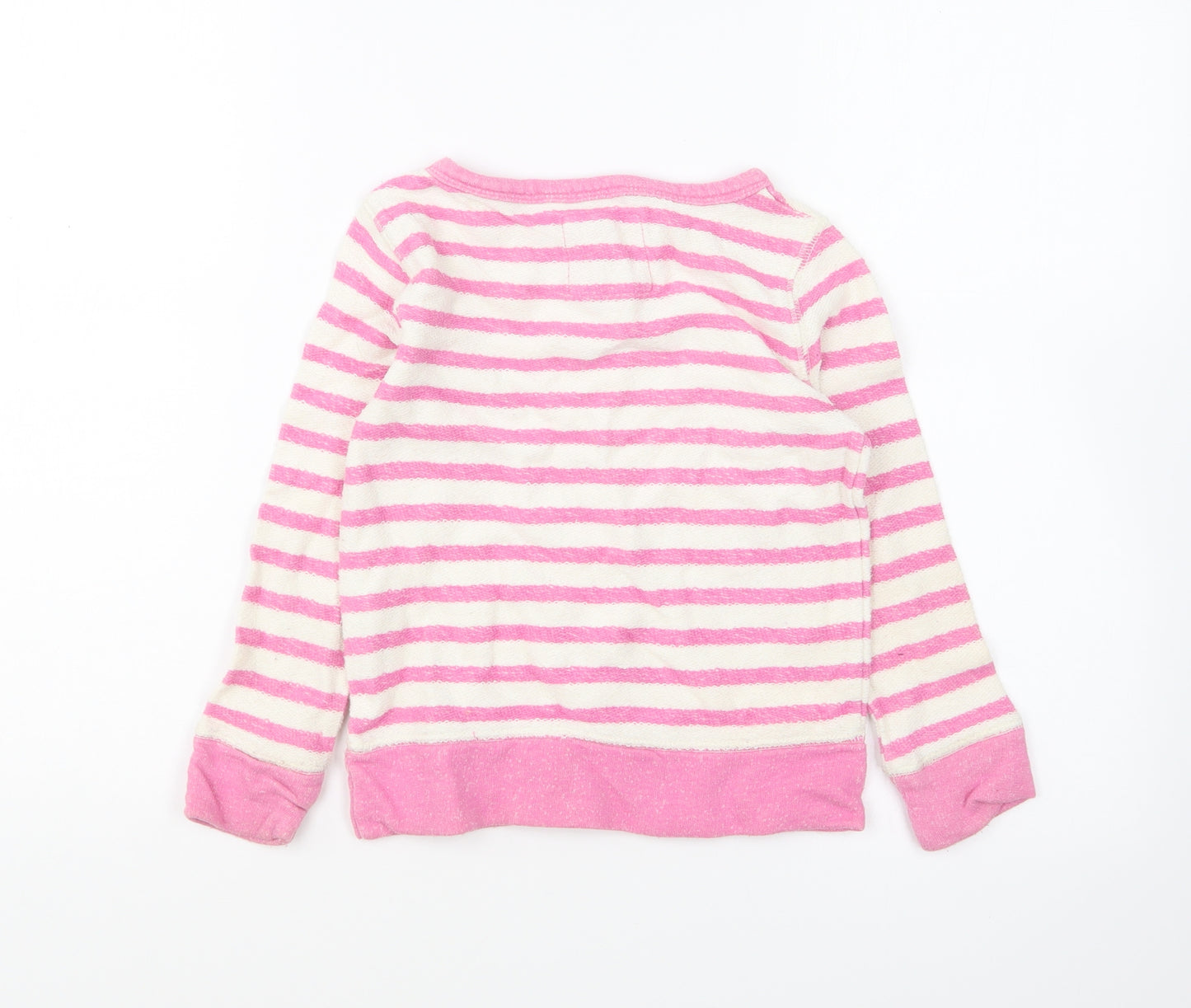 NEXT Girls Pink Boat Neck Striped Cotton Pullover Jumper Size 5 Years Pullover