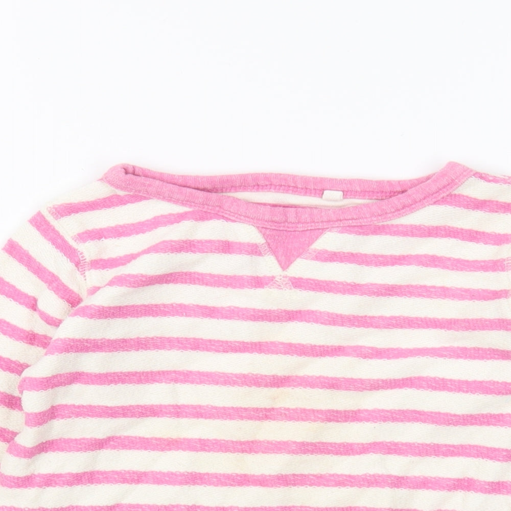 NEXT Girls Pink Boat Neck Striped Cotton Pullover Jumper Size 5 Years Pullover