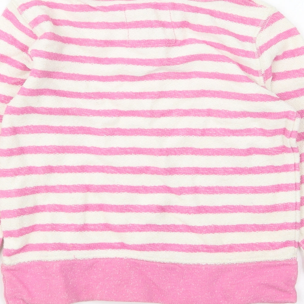 NEXT Girls Pink Boat Neck Striped Cotton Pullover Jumper Size 5 Years Pullover