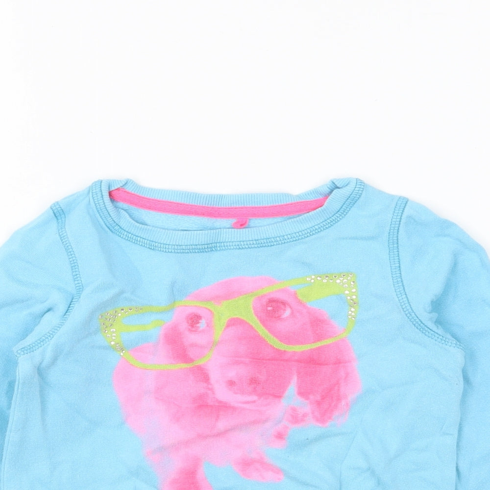 NEXT Girls Blue Cotton Pullover Sweatshirt Size 5 Years Pullover - Dog