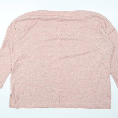 Papaya Womens Pink Round Neck Cotton Pullover Jumper Size 20