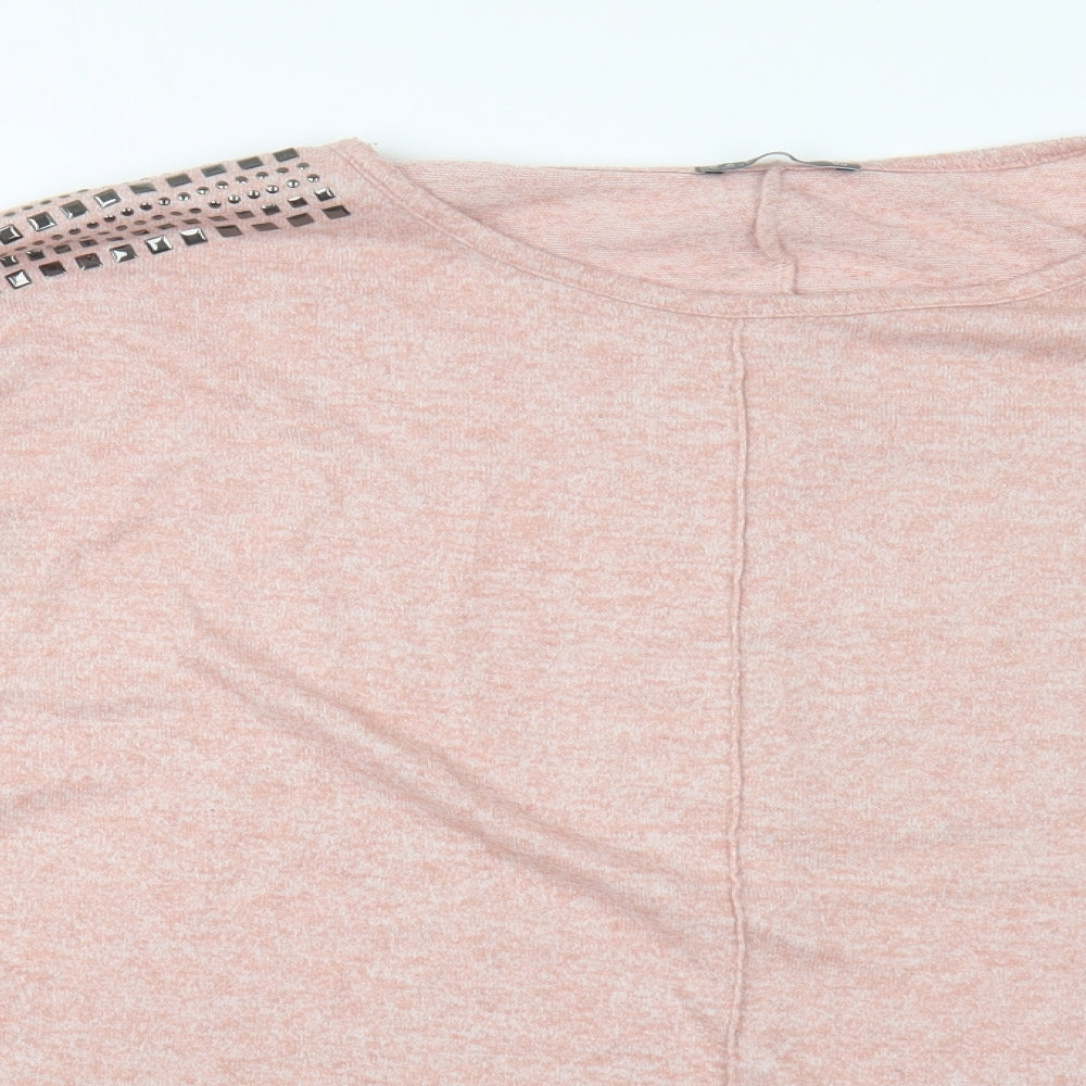Papaya Womens Pink Round Neck Cotton Pullover Jumper Size 20