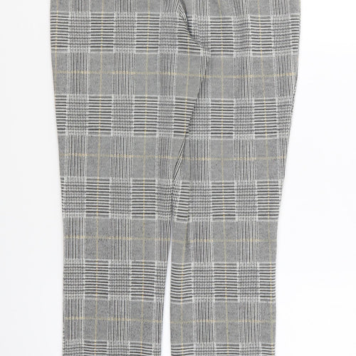 H&M Womens Grey Plaid Polyester Trousers Size S L25 in Regular Zip