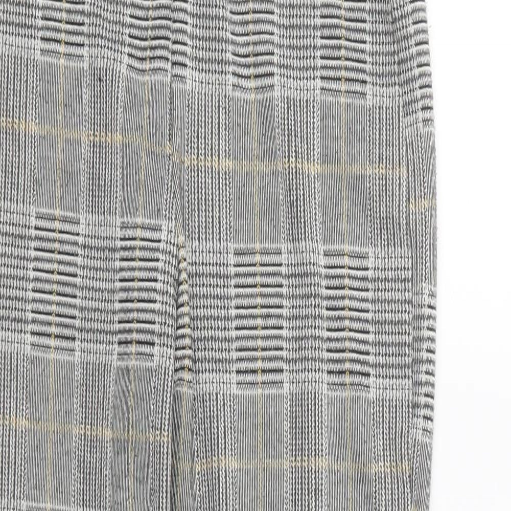 H&M Womens Grey Plaid Polyester Trousers Size S L25 in Regular Zip