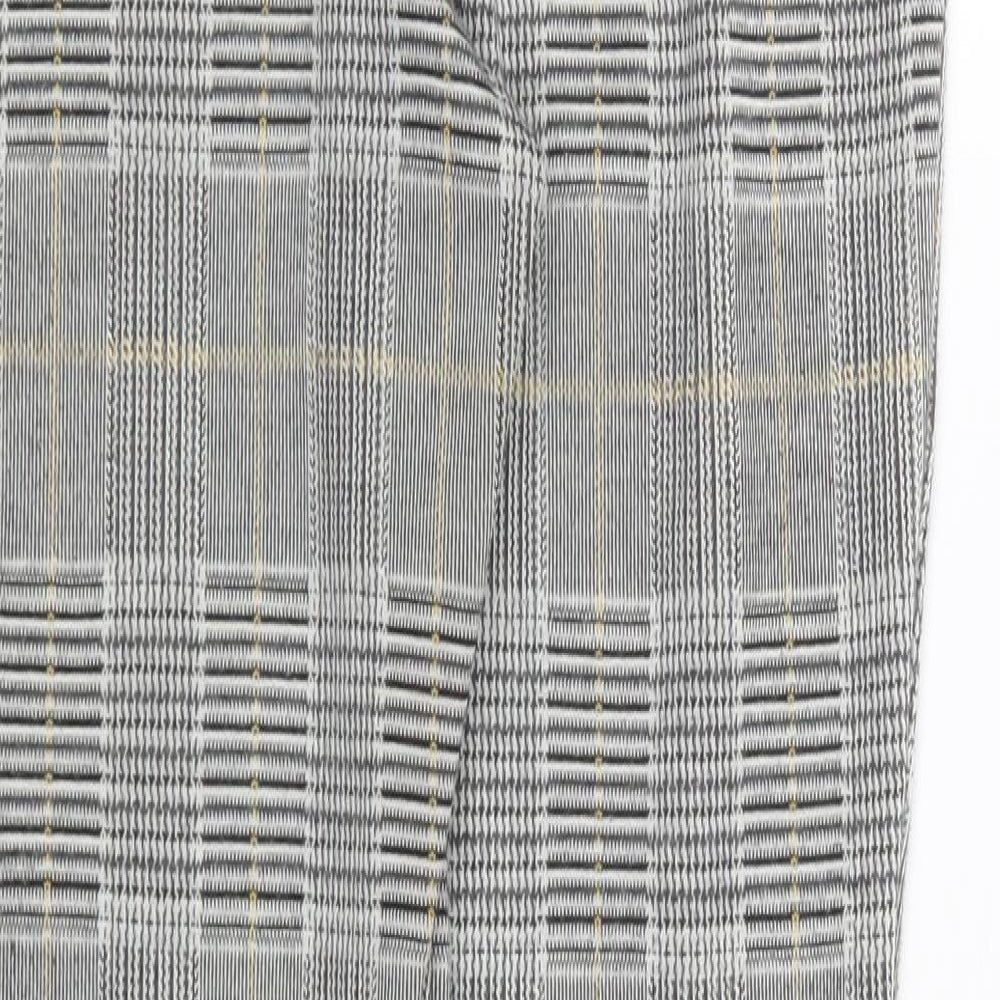 H&M Womens Grey Plaid Polyester Trousers Size S L25 in Regular Zip