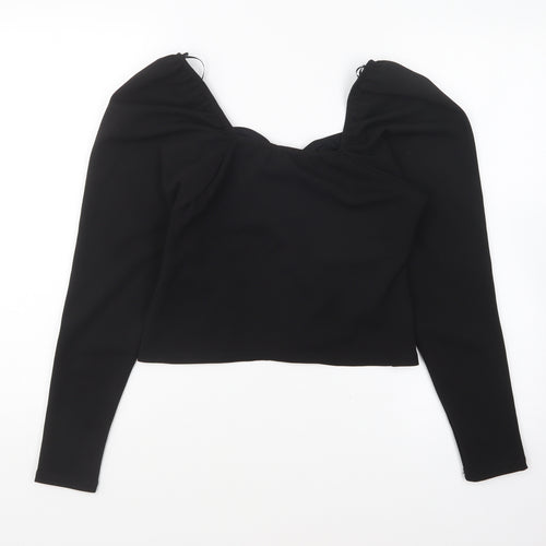 New Look Womens Black Polyester Basic Blouse Size 12 Sweetheart - Ruched