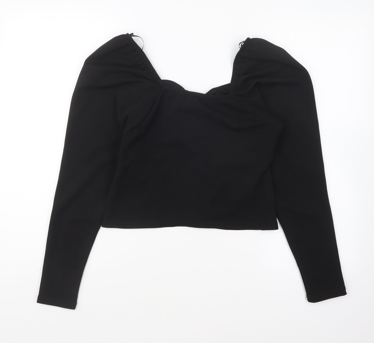 New Look Womens Black Polyester Basic Blouse Size 12 Sweetheart - Ruched