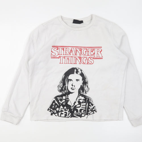 Primark Womens White Cotton Pullover Sweatshirt Size M Pullover - Stranger Things