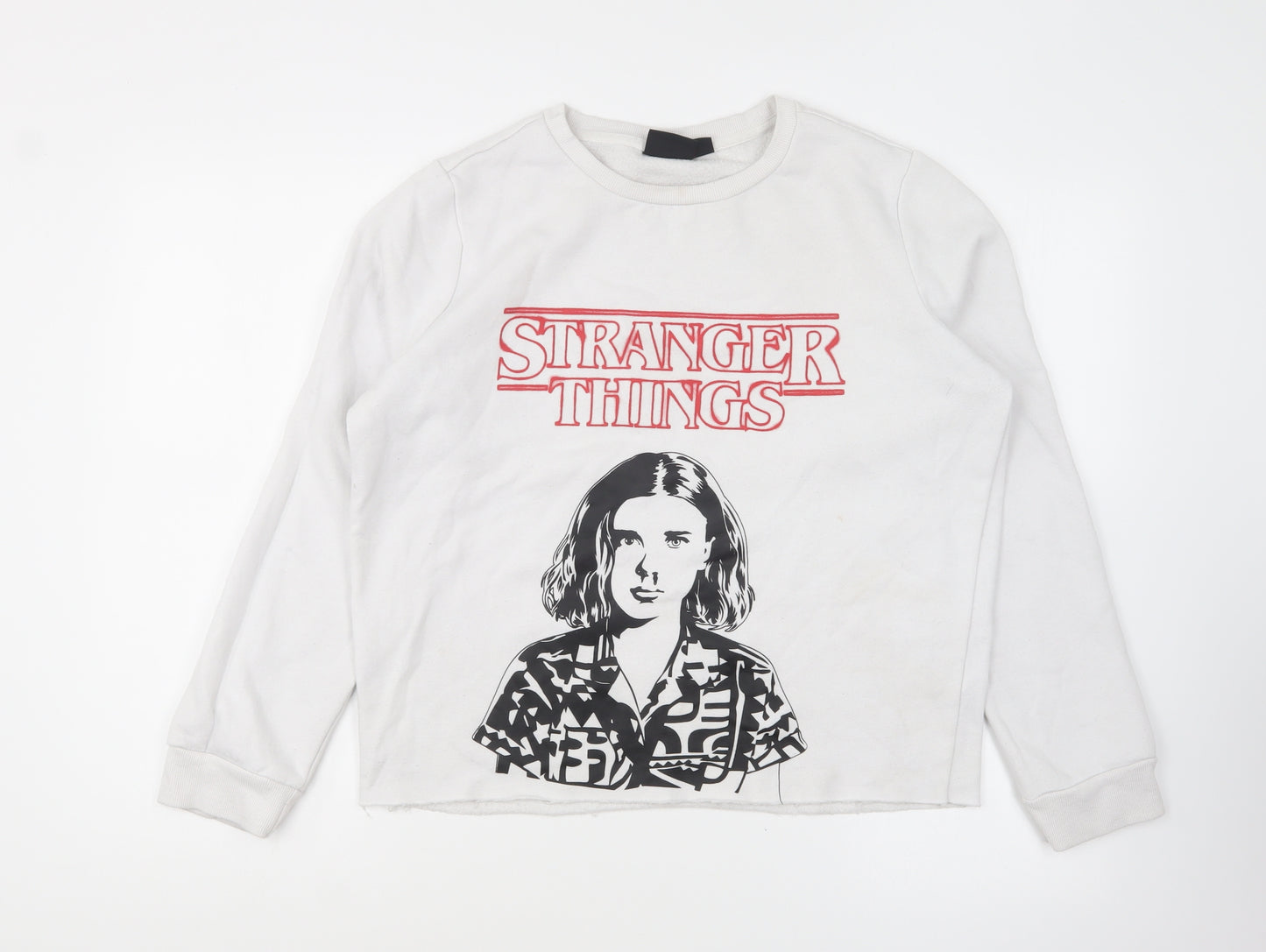 Primark Womens White Cotton Pullover Sweatshirt Size M Pullover - Stranger Things