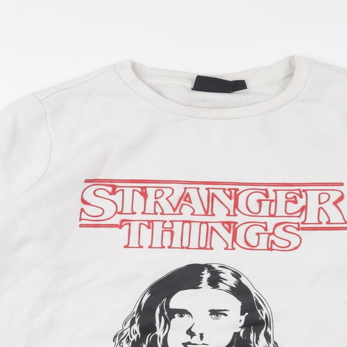 Primark Womens White Cotton Pullover Sweatshirt Size M Pullover - Stranger Things