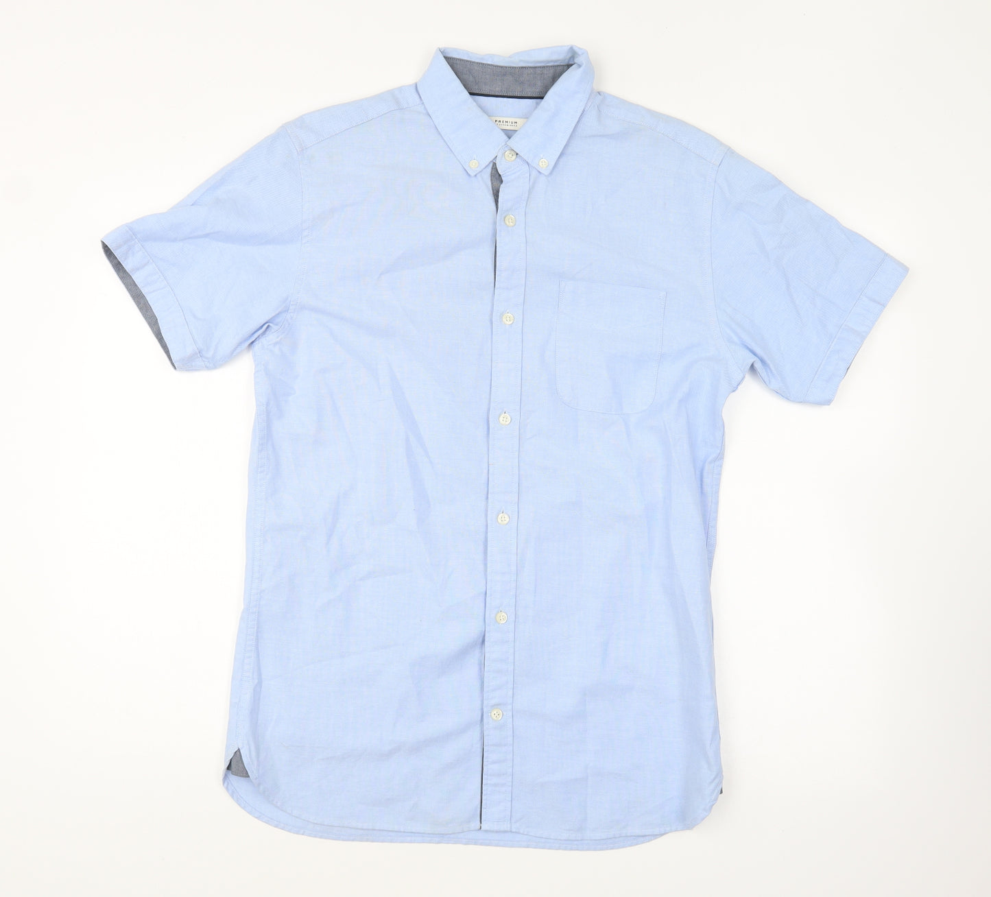 JACK & JONES Mens Blue Cotton Button-Up Size S Collared Button