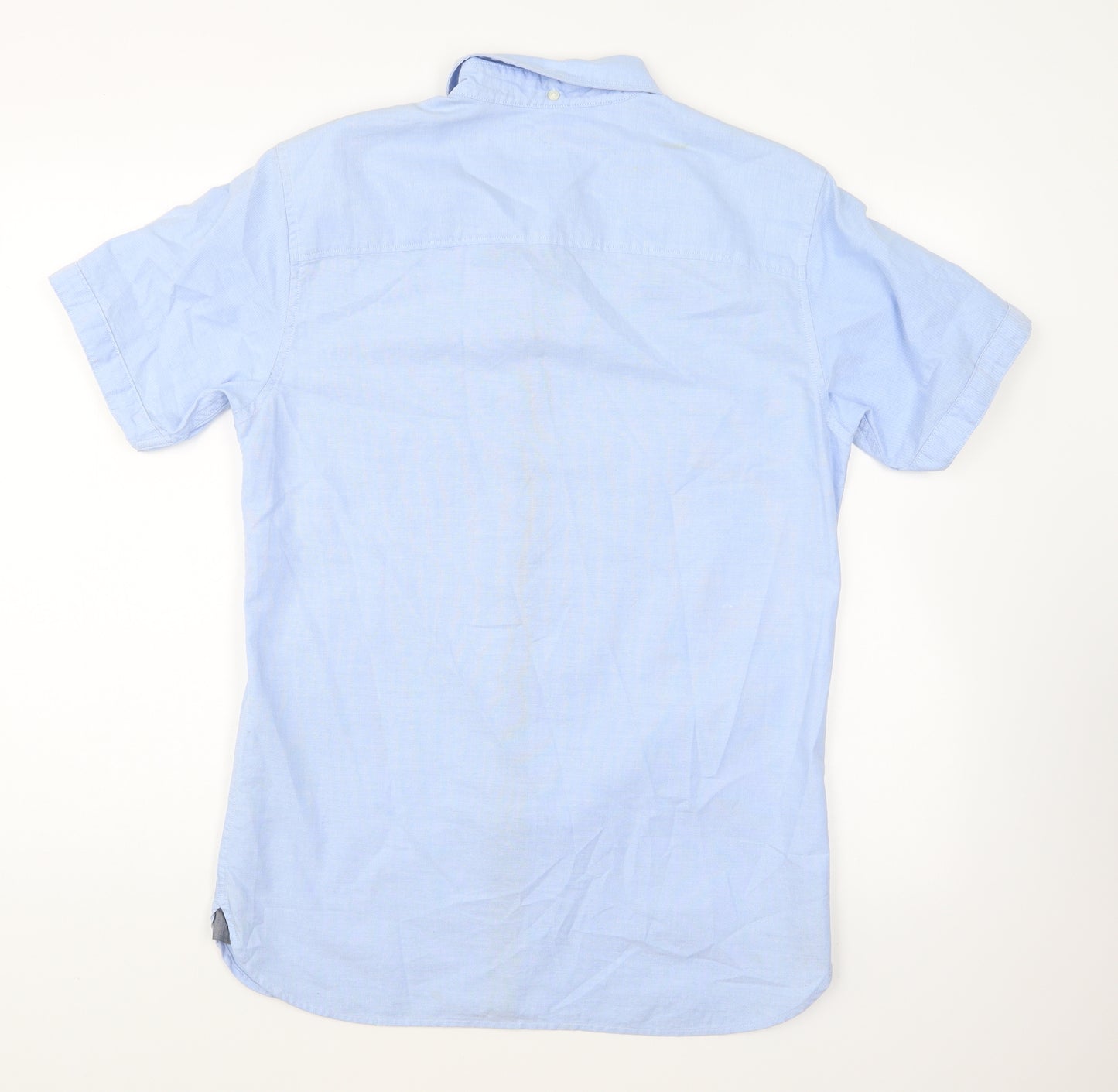 JACK & JONES Mens Blue Cotton Button-Up Size S Collared Button