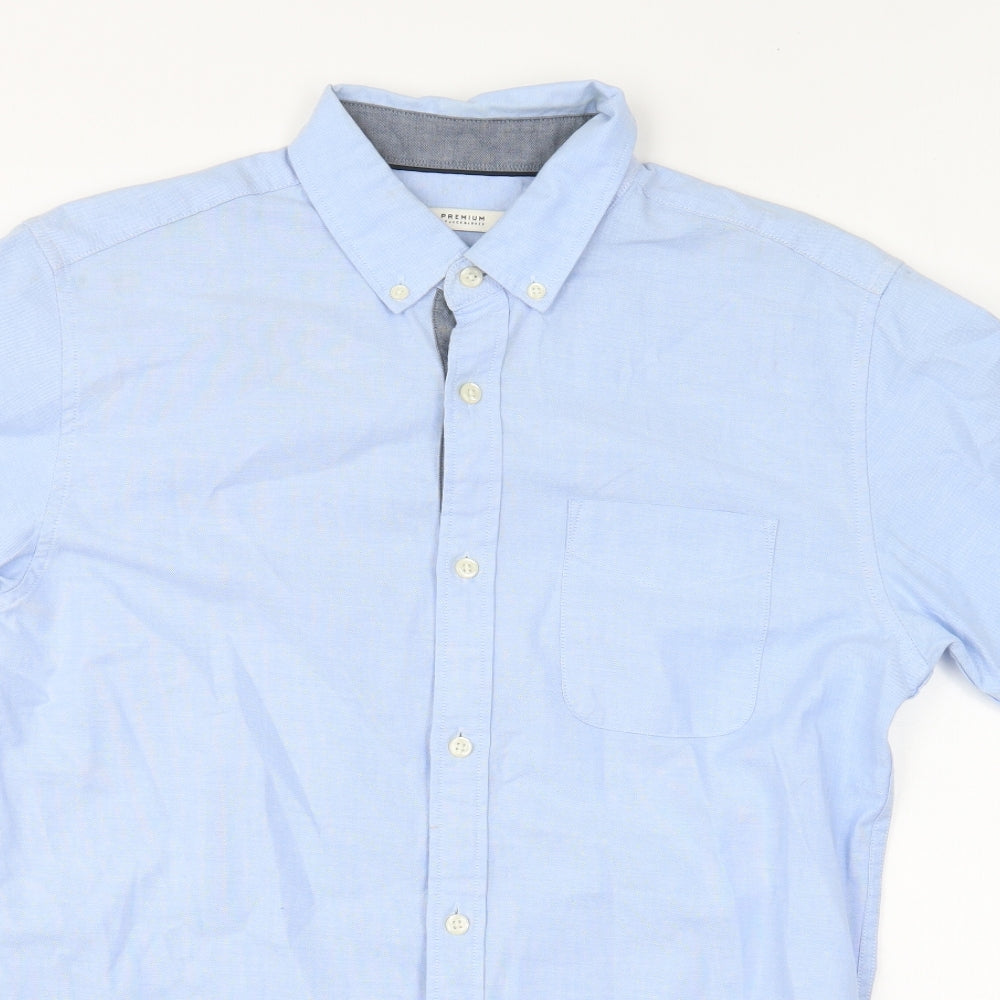 JACK & JONES Mens Blue Cotton Button-Up Size S Collared Button