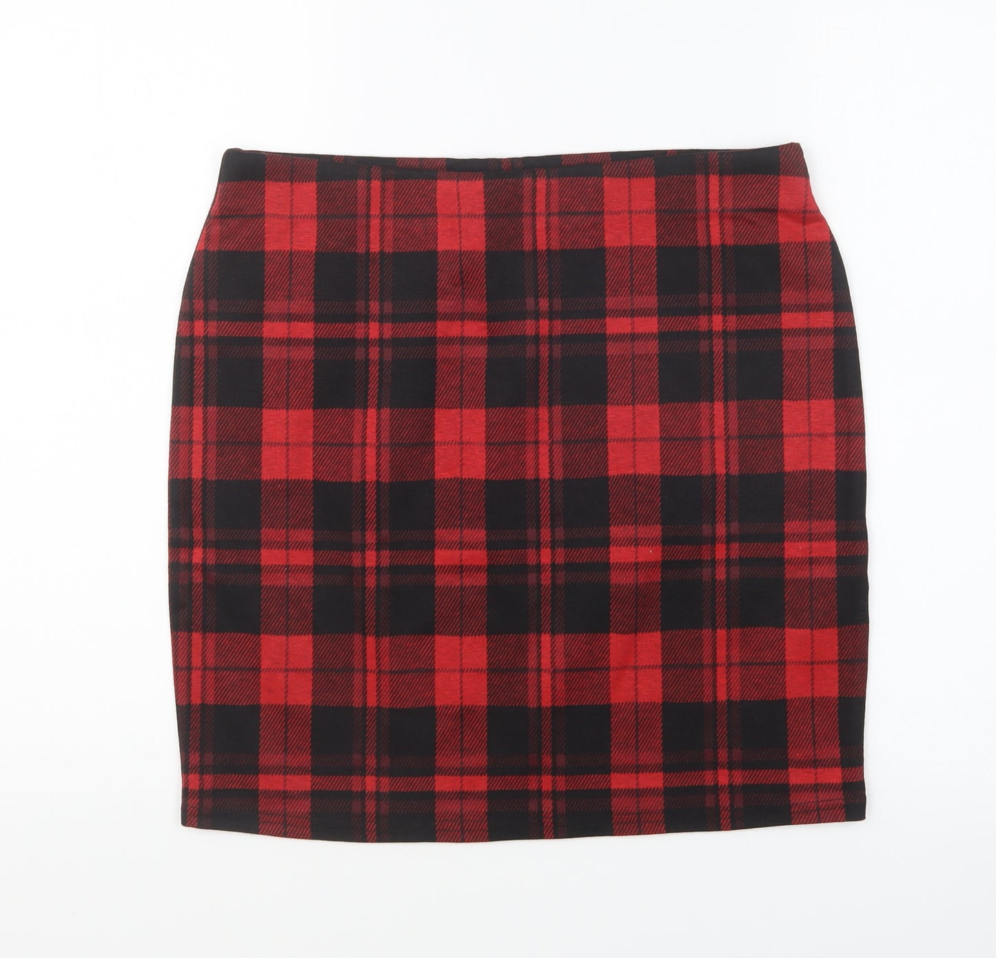 New Look Womens Red Plaid Polyester Mini Skirt Size 14