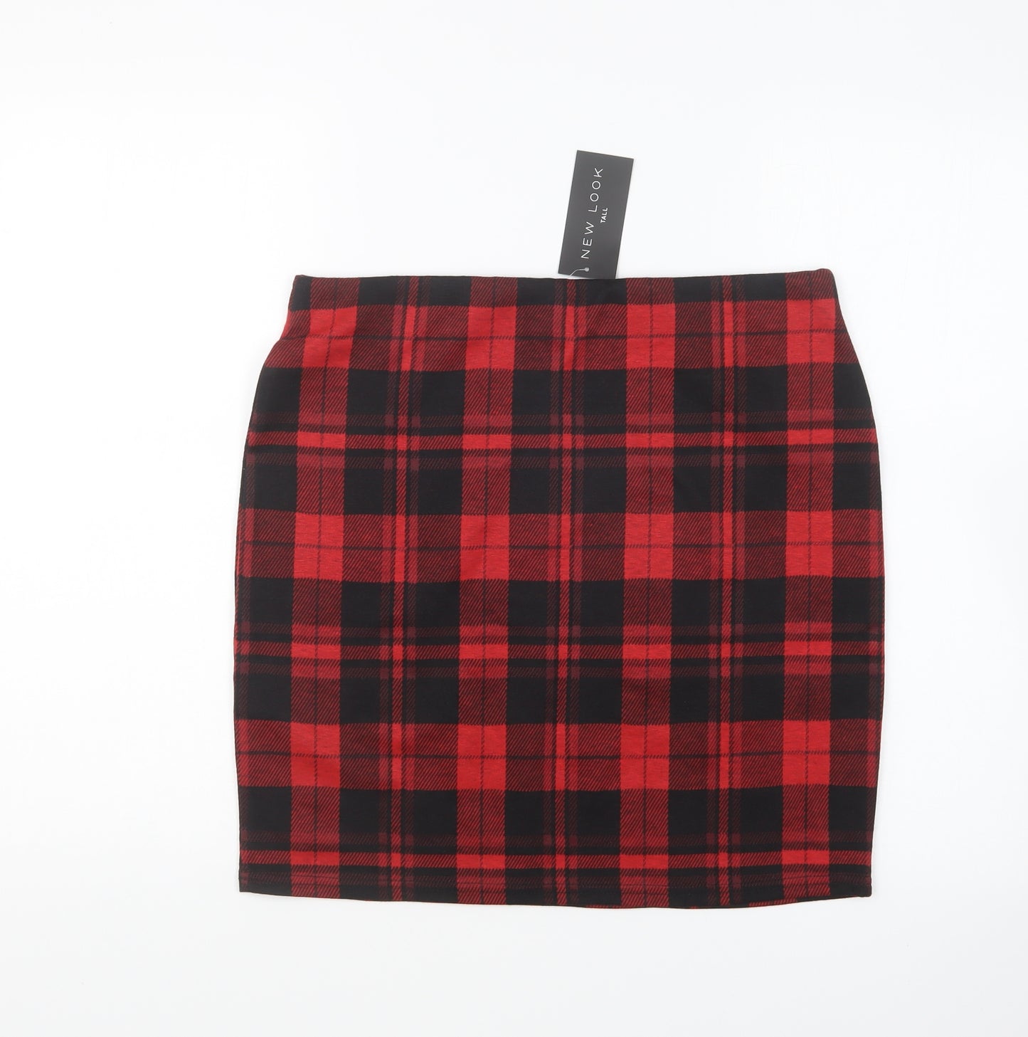 New Look Womens Red Plaid Polyester Mini Skirt Size 14