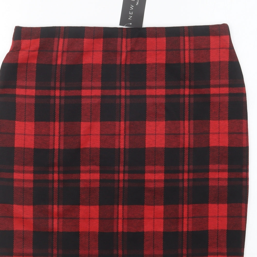 New Look Womens Red Plaid Polyester Mini Skirt Size 14