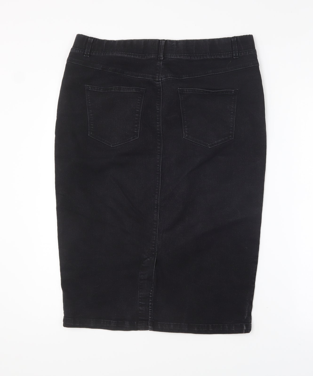 Studio Womens Black Cotton Straight & Pencil Skirt Size 16 Button