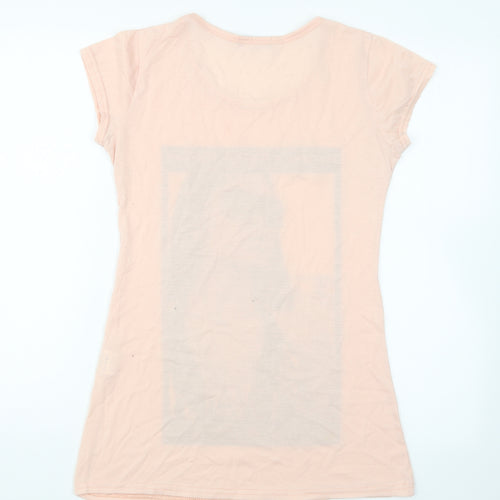 Quiz Womens Pink Cotton Basic T-Shirt Size 12 Round Neck - Freedom Is The Way Forward