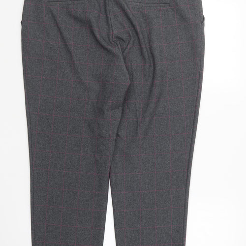 Dorothy Perkins Womens Grey Plaid Polyester Trousers Size 16 L25 in Regular Button