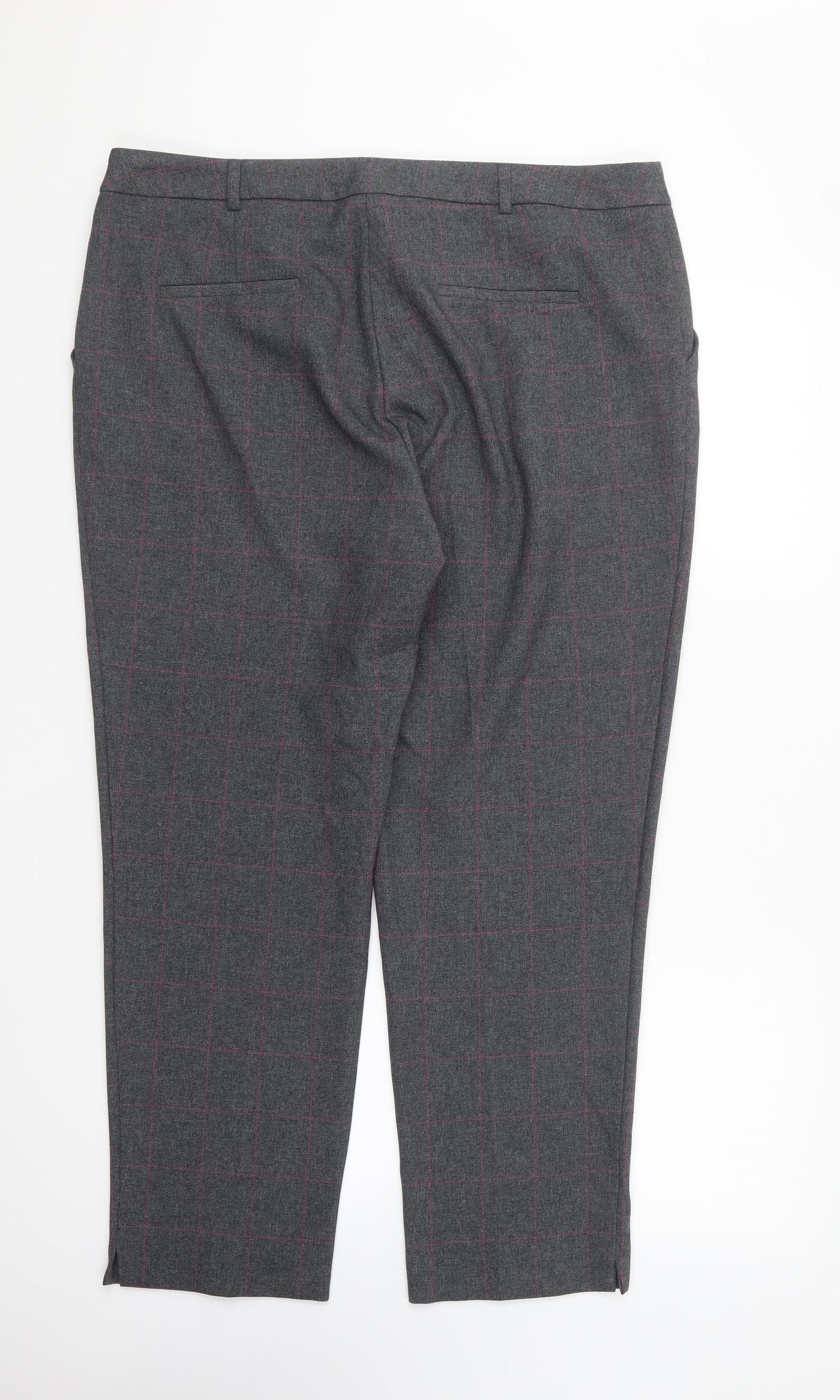 Dorothy Perkins Womens Grey Plaid Polyester Trousers Size 16 L25 in Regular Button