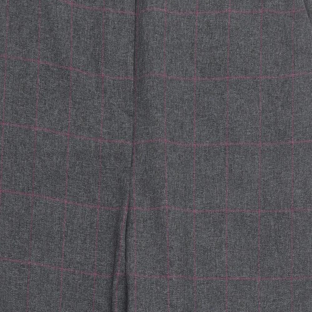 Dorothy Perkins Womens Grey Plaid Polyester Trousers Size 16 L25 in Regular Button