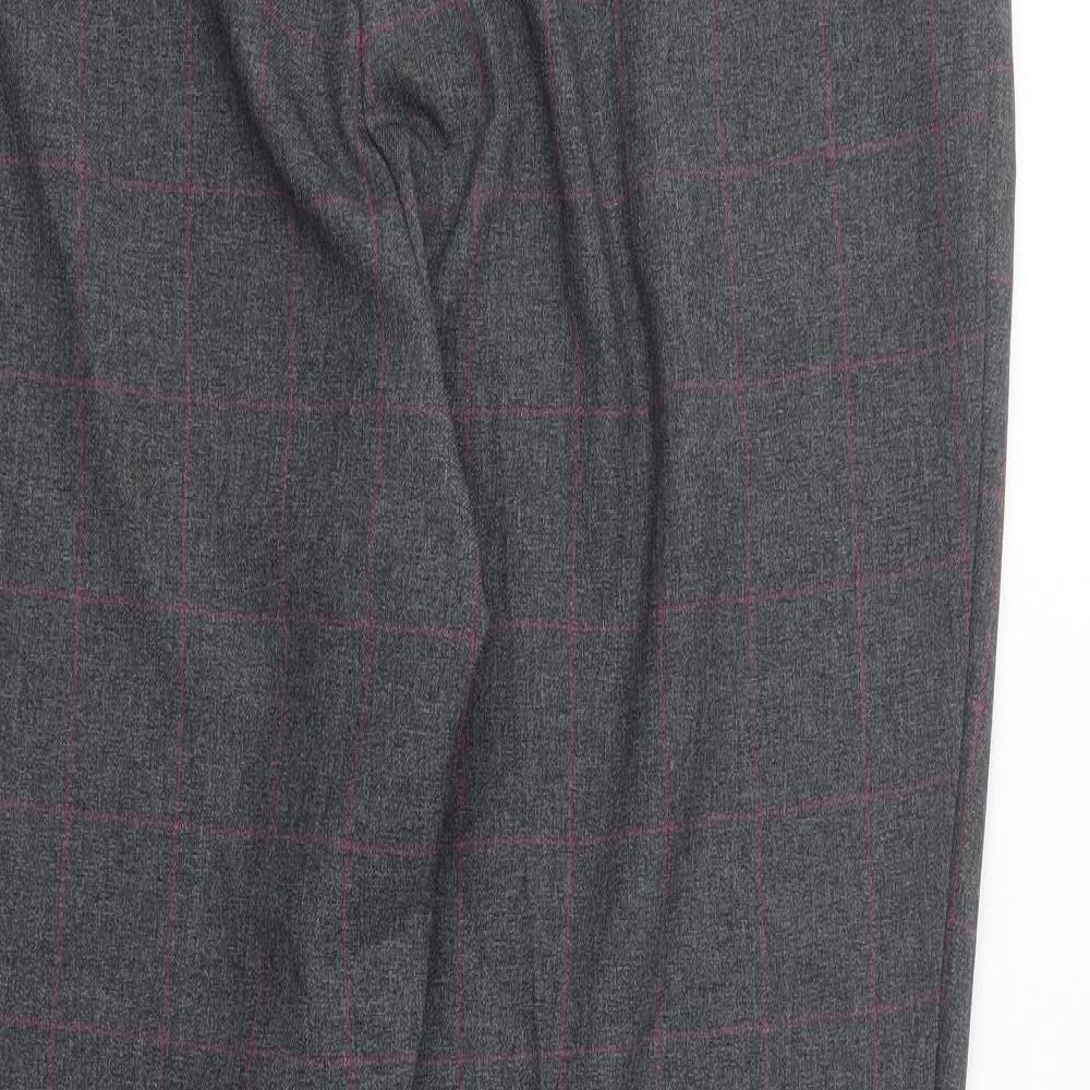 Dorothy Perkins Womens Grey Plaid Polyester Trousers Size 16 L25 in Regular Button