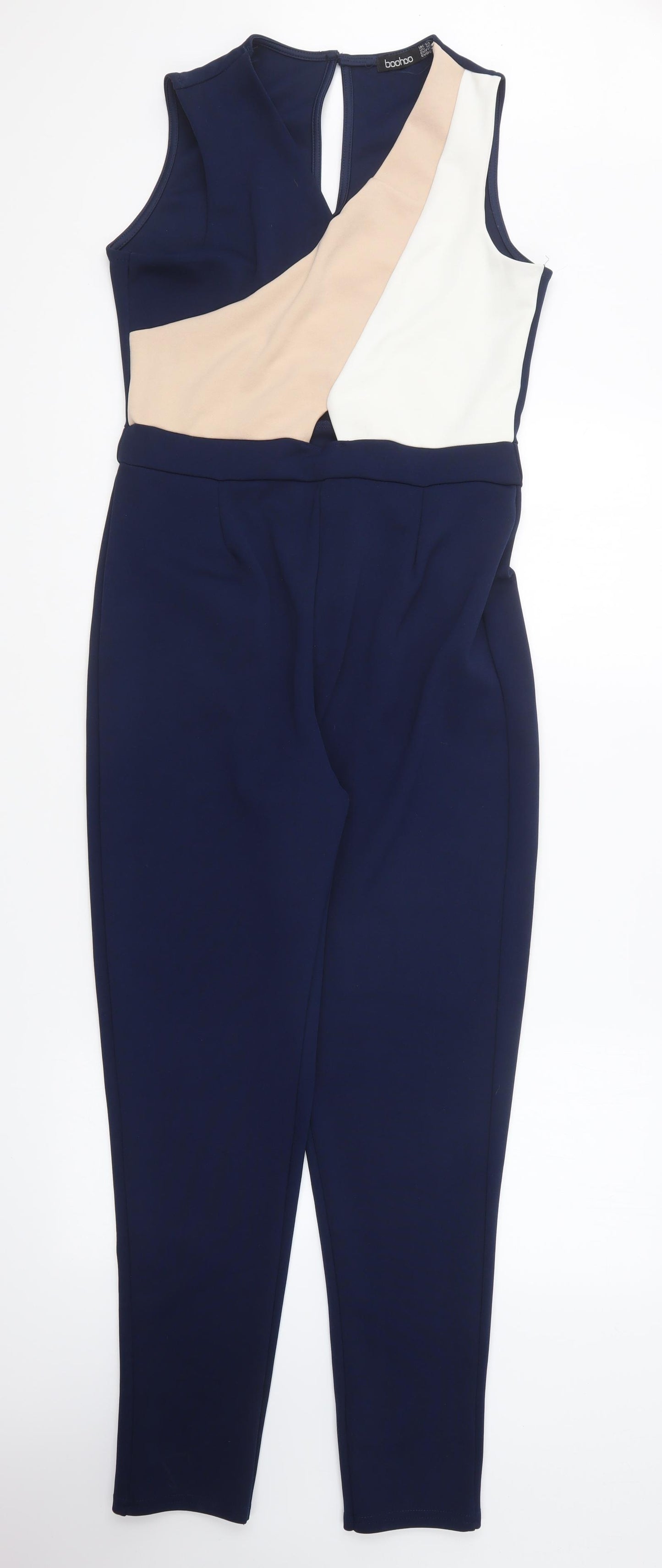 Boohoo Womens Blue Polyester Jumpsuit One-Piece Size 14 Button
