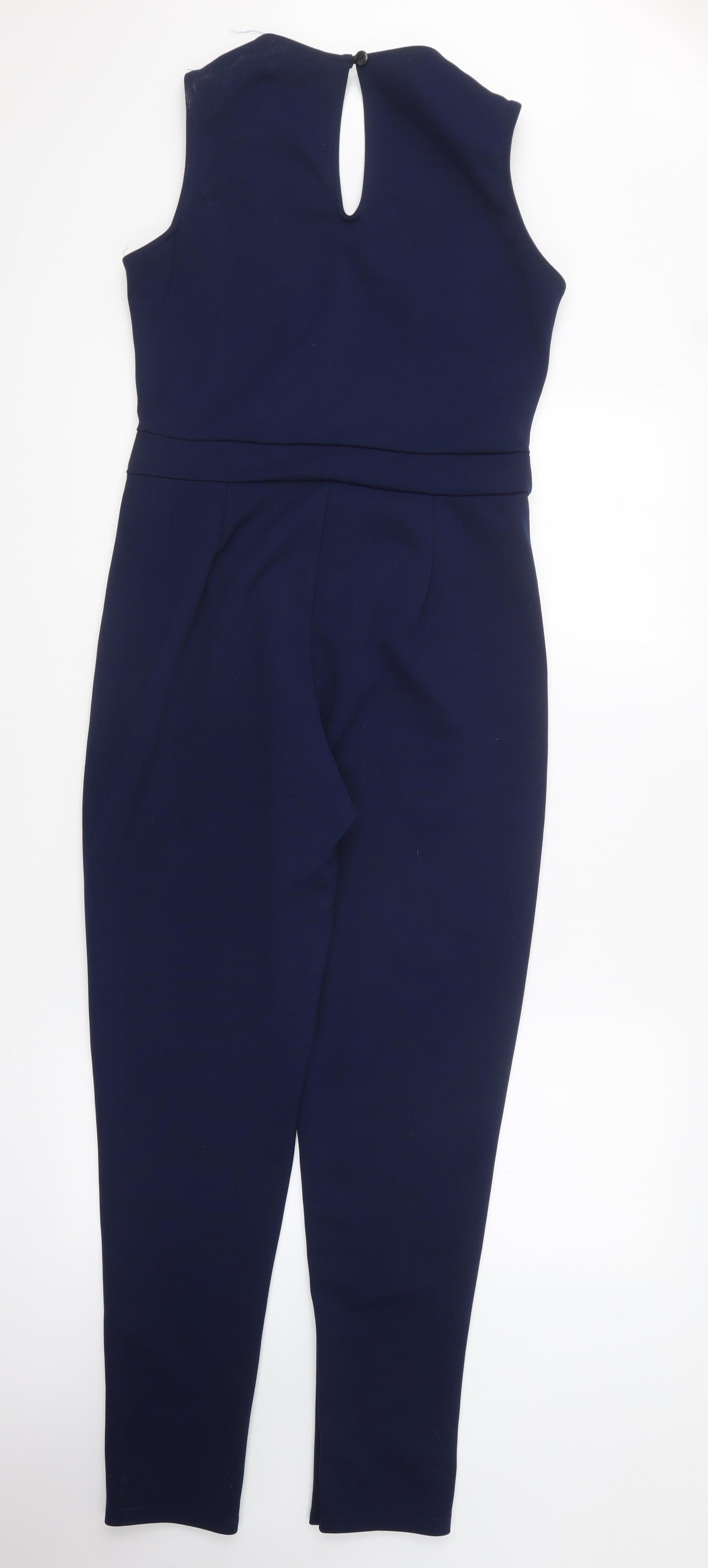 Boohoo Womens Blue Polyester Jumpsuit One-Piece Size 14 Button